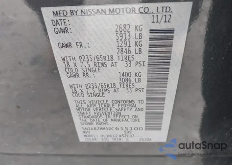2013 Nissan Pathfinder Sl from USA, damaged, VIN 5N1AR2MM5DC615100